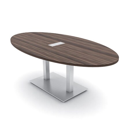 Skutchi Designs Oval Conference Table With Power, 48 in W, 84 in L, Brown HAR-OVL-48X84-DOU-H3041-ESIL