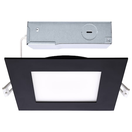 Satco 12 Watt LED Direct Wire Downlight 6-Inch CCT Selectable Square Remote Driver Black Finish S11877R1