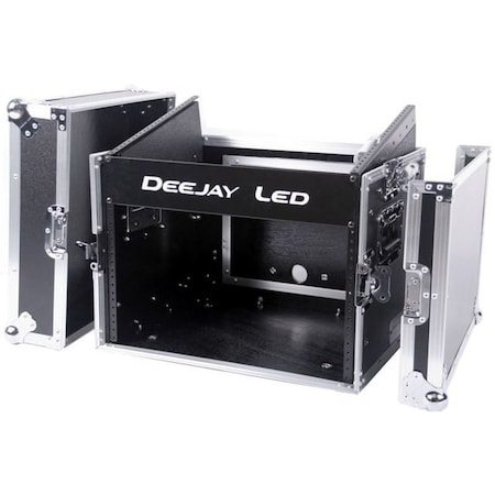 Deejay Led Fly Drive Case 8u Space Slant Mixer Rack / 6u Space Vertical Rack System with Full AC Door TBHM806E