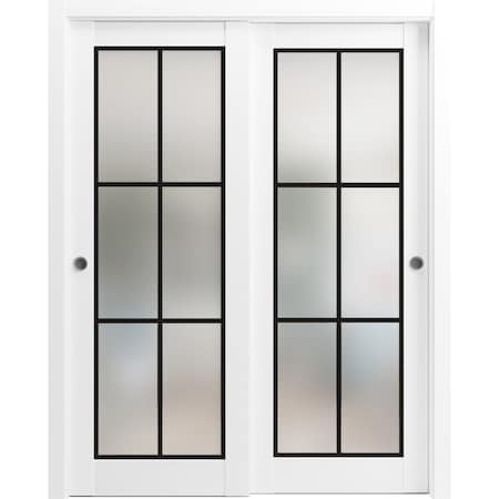 Sartodoors Sliding Closet Bypass Doors with Hardware Planum 2122 White 56x80 (2* 28x80) Solid Core PLANUM2122DBD-WS-56 x 80 (2* 28x80)