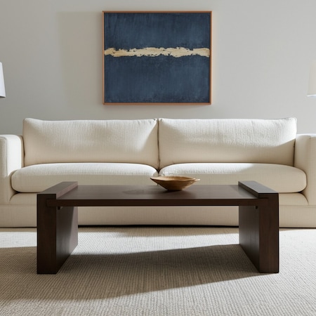 Homeroots 48" Dark Brown Solid Wood Sled Coffee Table 603249