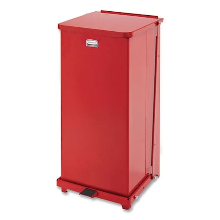 Rubbermaid Commercial Defenders Biohazard Step Can, Square, Steel, 24 gal, Red FGST24EPLRD