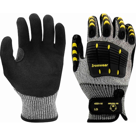 Ironwear A6 Cut Resistant Nitrile Palm Polyethylene Gloves with TPR, White, 3X-Large 4891-W-3XL