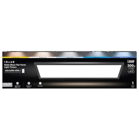 Feit Electric 0.9 in. H X 12.1 in. W X 47.3 in. L Matte Black White LED Flat Panel Light Fixture FP1X4/6WY/BK