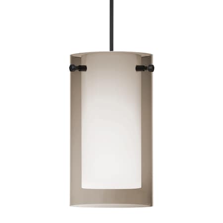 Besa Lighting Besa Pahu 4 Pendant, Transparent Smoke/Opal, Black Finish, 1x 5W LED 1XT-S44007-LED-BK