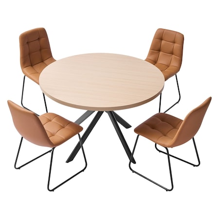 Vevor 5-Piece Dining Room Table Set for 4 Wood-Tone Kitchen Table with 4 Chairs, 5PK DA1503 (Table) + DA2502 (Chairs)