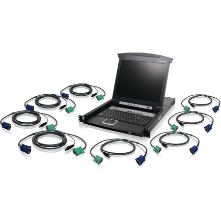 Iogear KVM SWITCH - 8-PORT - EXTERNAL - 17 INCH LCD COMBO TAA COMPLIANT GCL1808KITU
