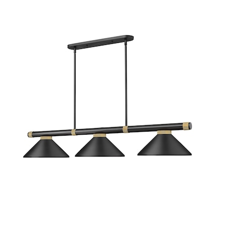 Z-Lite Vanguard Matte Black + Rubbed Brass 3 Light Billiard 3050-3MB-RB-MMB