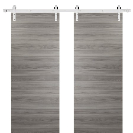 Sartodoors Sturdy Double Barn Door with Hardware, Planum 0010 Ginger Ash, 84" x 96" (2* 42x96), Silver Rail PLANUM0010DB-S-GA-84 x 96 (2* 42x96)