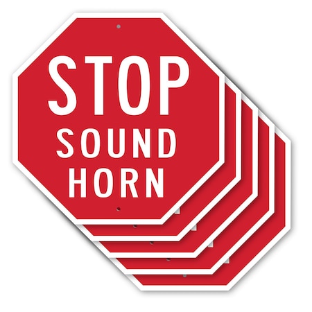 Signmission Stop Sound Horn, 10 inch X 10 inch, Aluminum Metal Signs, 5PK OC-A-5Pack-10-12