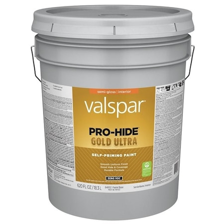 Valspar Pro-Hide Gold Ultra 6400 Latex Paint, Acrylic Base, Semi-Gloss Sheen, Pastel Base, 5 gal 028.0064002.008
