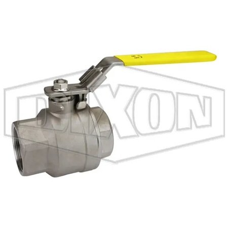 Dixon 2 pc Ball Valve, 2 in Nominal, FNPT End Style, 316 SSss Steel Body, Full Port, PTFE Seal Softgo DSBV200