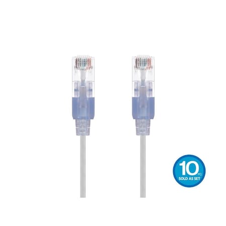 Monoprice Slim Cat6A Cable, PK10, 5 ft.White 15160
