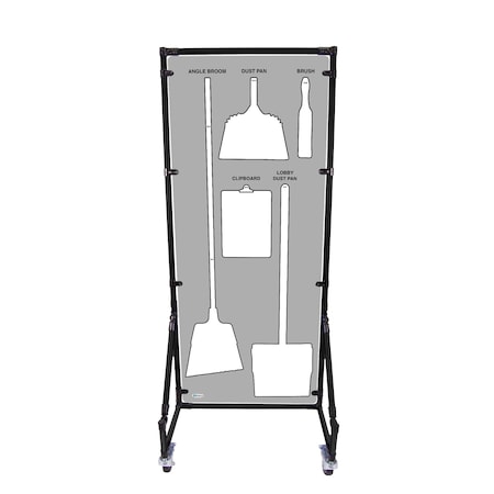 5S Supplies Housekeeping Shadow Board Broom Station V12, Gray / White, Kit, No Text HSB-V12-GRAY/WHITE-KIT-NO TEXT