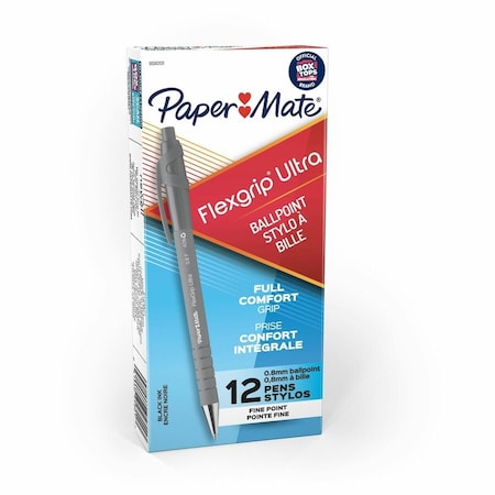 Paper Mate Pen, Flexgrip, Rcycld, Fine, Bk, PK12 9580131