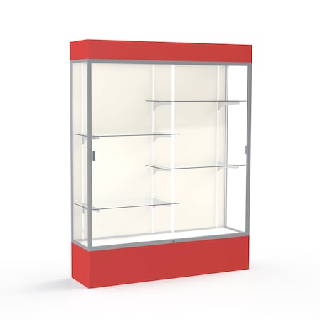 Ghent Lighted Floor Display Case 60x80x16, Plaque, Satin 3175PB-SN-RD