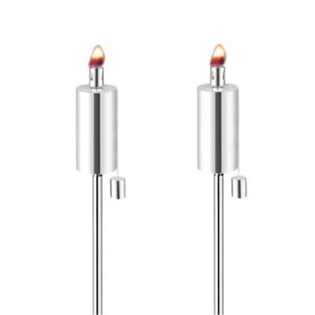 Designs-Done-Right Two Stainless Steel Cylinder Shaped Anywhere Garden Tiki Torches, 2Pk DE8579