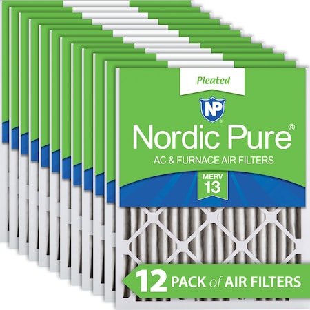 Nordic Pure 10x20x2 Pleated Air Filter, High Capacity, Electrostatically Charged Synthetic Media, MERV 13 10x20x2M13-12