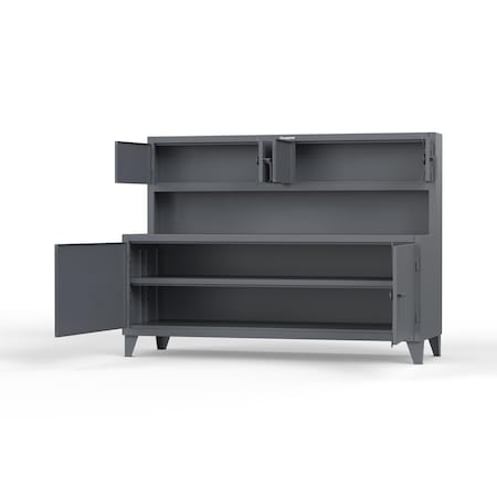 Strong Hold 7 GA Industrial Shop Table with 2 Drawers and ABS Top T7236-2DB-ABS