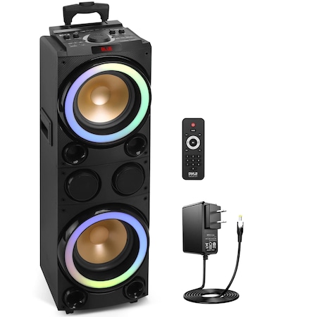 Pyle Pyle 10'' Portable Bluetooth Speaker System - Karaoke Speaker with LED Lights, Mic & Guitar Inputs PPHD210