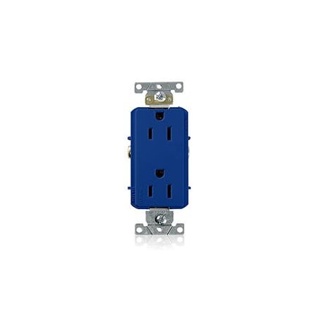 Leviton Duplex Straight Blade Receptacle, 5-15R, 15 A, 125V AC, 2 Pole, 3 Wire, Flush Mount, Grounded 16252-BU