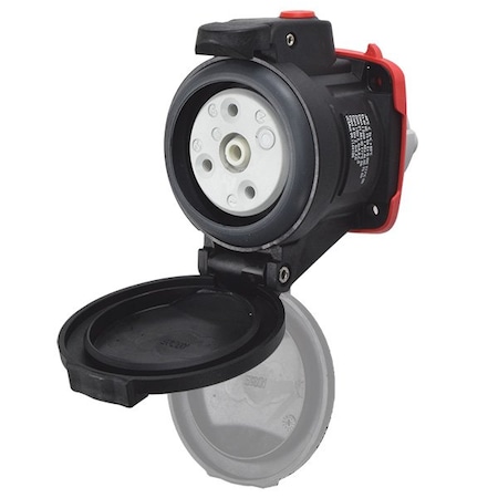 Meltric DXN30 RECEPTACLE POLY BLACK SIZE 2 IP 66/67 3P+G 30 A 480 VAC 60 Hz NO AUX SELF-RETURNING LID 22-34043-R