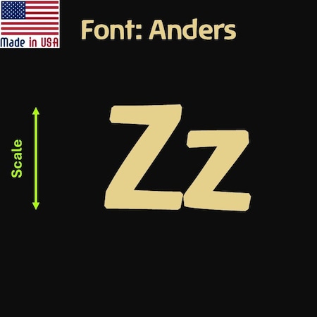 Aacc Self-Adhesive Vinyl Letter: Z, Scale: 16 cm. Color: Gold Font: Anders by, 4PK AACC-Anders-UZ-Gold-M16x4