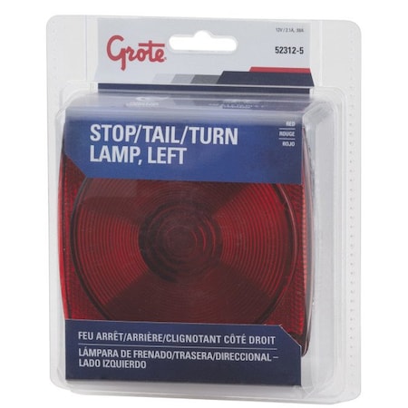 Grote Trailer Light - Stop/ Turn/ Tail Light With Side marker Light; Incandescent Bulbs; Square Housing; R 52312-5