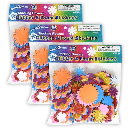 Ready 2 Learn Glitter and Foam Stickers, Stacking Flowers, 144-Piece Set, 3PK CE10089