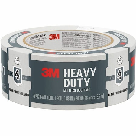 3M Duct Tape, Heavy-Duty, 20 yd L, 1.88 in W, White 2120-WH