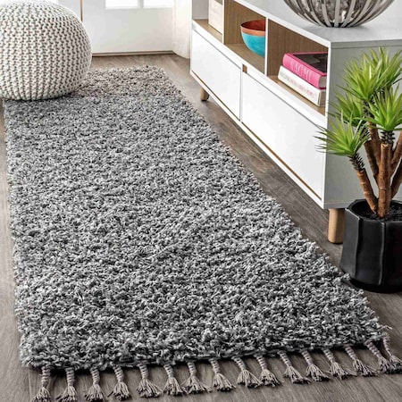 Jonathan Y Mercer Shag Plush Tassel Charcoal 2 ft. x 8 ft. Runner Rug MCR100B-28