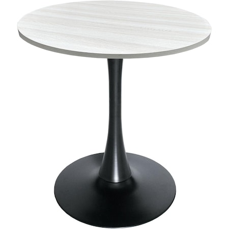 Leisuremod Bristol 27 in Round Dining Table - MDF Wood Top with Black Iron Pedestal Base BTBL-27LNW