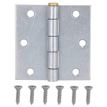 Prosource Square Corner Door Hinge, Steel, Mechanical Galvanized, Loose Pin, 180 deg Range of Motion 20337MGS-PS
