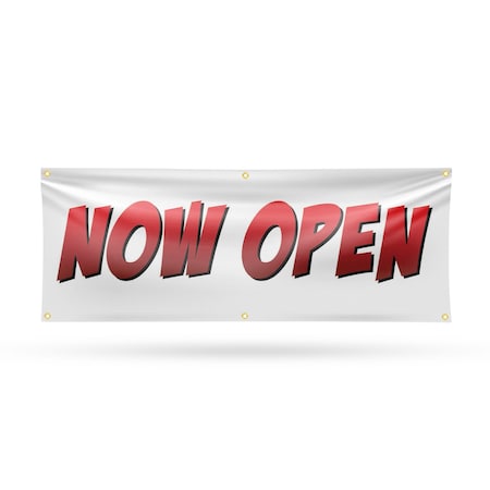 Signmission Now Open, 24 Inch x 72 Inch, Vinyl Banner B-72-30763