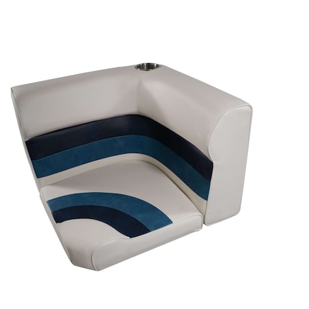 Horizon Mfg Premium Series Pontoon Radius Corner Cushion Set Only White/Navy/Blue 3007-AADK