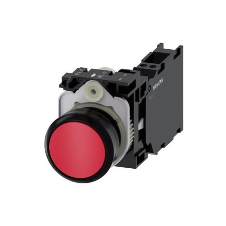 Siemens Pushbutton, 22 mm, round, plastic, red, pushbutton, flat 3SU1100-0AB20-3FA0-ZY10