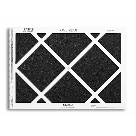 Castle Filters 14x20x1 Castle Super Flow MERV 6 HVAC One Year Air Filter 1-1420M6