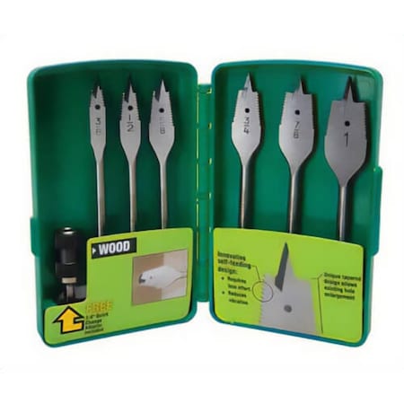 Greenlee Self-Feeding Spade Bit Kit, 3/8 in Min Drill Bit, 1 in Max Drill Bit, 6 pc 34AR-6