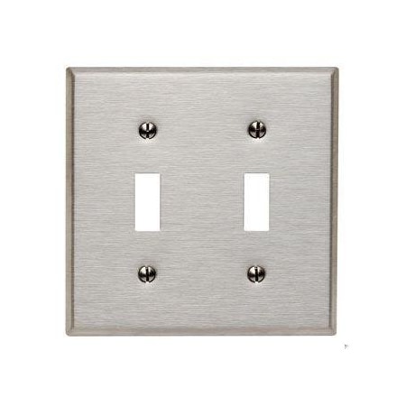 Leviton Toggle Switch Wall Plate, Number of Gangs: 2 Stainless Steel, Silver 84009