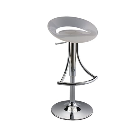 Homeroots White and Silver Acrylic and Metal Low Back Adjustable Height Bar Chair 555033