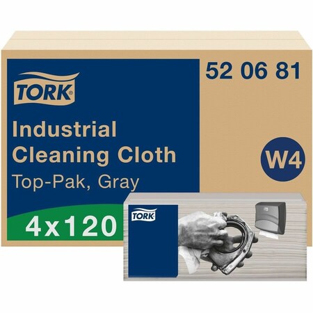 Tork Tork Industrial Cleaning Cloth Gray W4, Flexible and Soft, 4 x 120 Cloths, 520681, PK4 520681