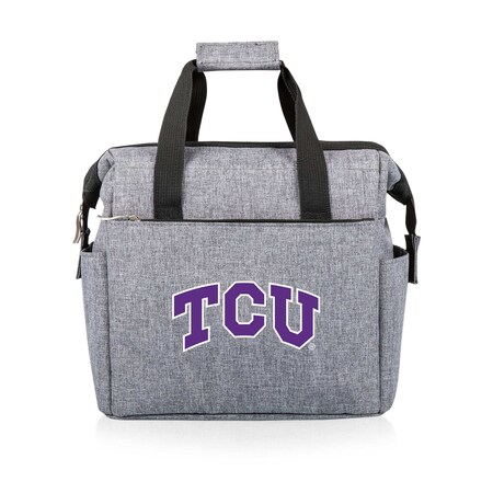 Picnic Time Family Of Brands NCAA TCU Horned Frogs On The Go Lunch Bag Cooler - Soft Cooler Lunch Box, Heathered Gray 510-00-105-844-0