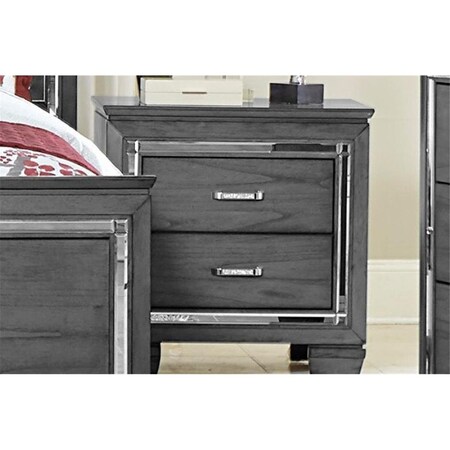 Home Elegance 28 x 17 x 28 in. Allura Night Stand - Gray 1916GY-4