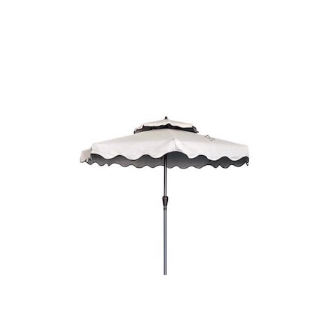 Living Accents Scalloped 9 ft. Tiltable Tan Patio Umbrella YQ102G31-SD