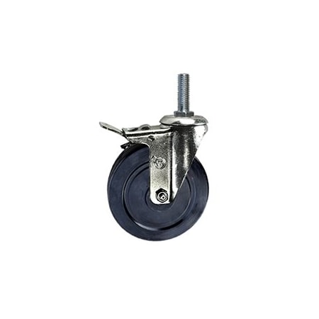 Service Caster 5 Inch Hard Rubber Wheel Swivel 3/8 Inch Threaded Stem Caster Total Lock Brake SCC-TSTTL20S514-HRS-381615