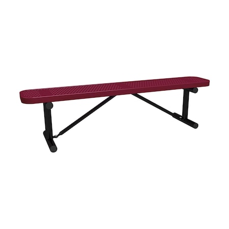 Leisure Craft 6' Standard Bench With No Back, Perforated Metal, Portable, Burgundy B6XPP-PERF-BURGUNDY