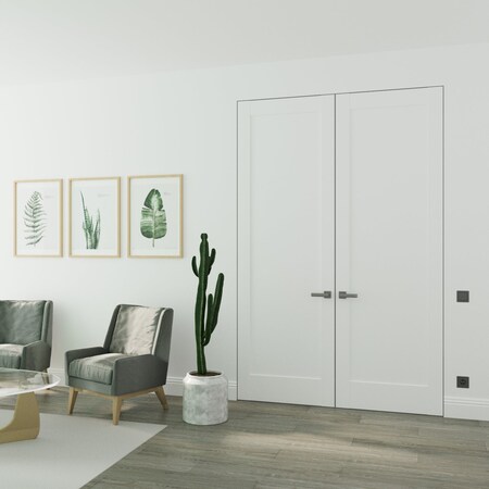 Sartodoors Hidden Double Doors White 36x84 (2* 18x84) Solid Core Modern Interior QUADRO4111DMF-WS-36x84-LH-I