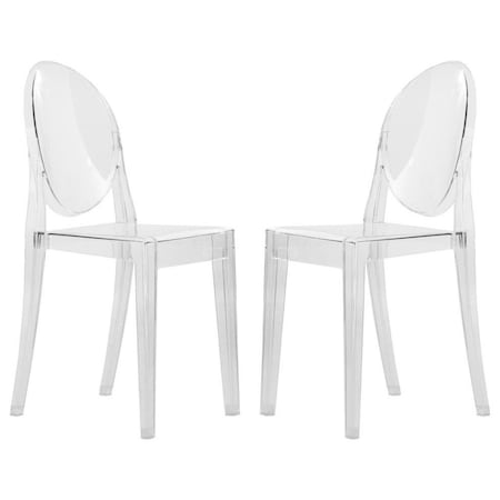 Leisuremod Marion Transparent Acrylic Modern Chair, Clear, 2PK GV19CL2