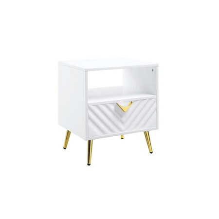 Homeroots 22" White Manufactured Wood And Metal Rectangular End Table With Drawer And Shelf 486418