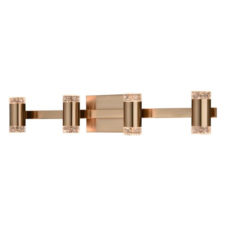 Vaxcel Sunset Hill 4-Light Muted Brass Gold LED Contemporary Vanity Light with Clear Bubble Glass W0586